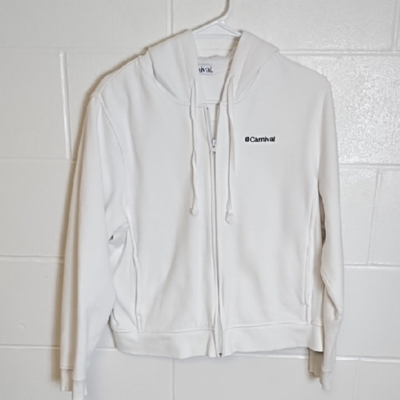 White Zip-Up Hoodie Sweat Shirt Jacket Carnival Cruisewear - Picture 14 of 14